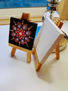 The mini mandala image speaks to the energy created through these powerful colors