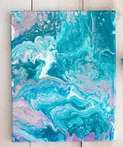 Fluid art allows for creativity to flow and the colors speak to the calm and collective energy of the sacral chakra